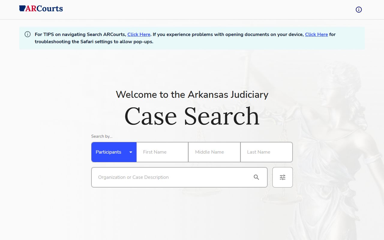 Arkansas County court records after arrest Search ARCourts portal